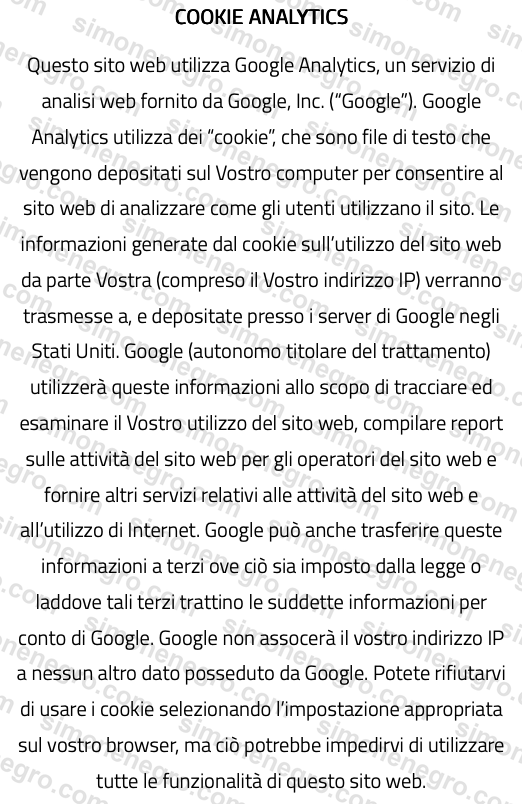 Section 15 of the privacy policy, Cookie Analytics: navigation data transmitted to Google's servers in the United States